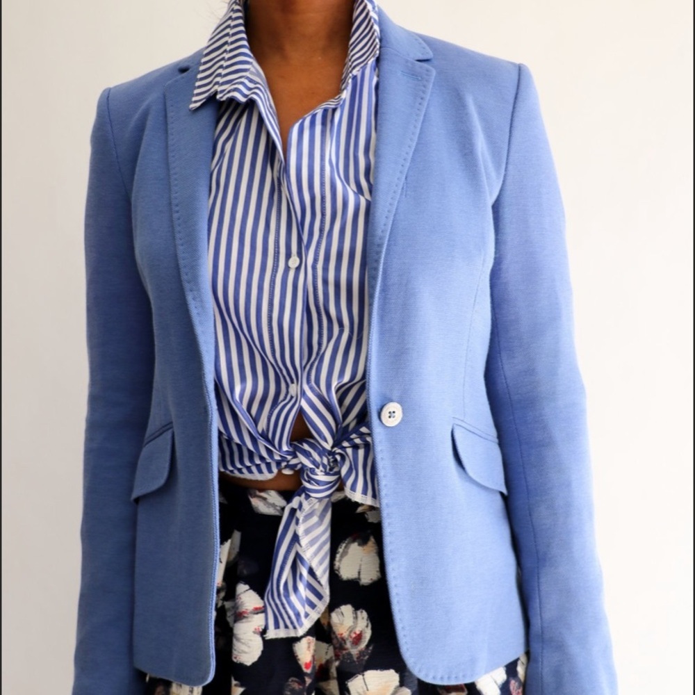 Massimo Dutti Linen Blue Blazer slim fit size 38